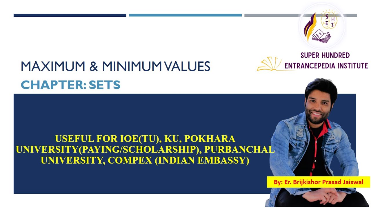 Maximum & Minimum Values of Union, Intersection, Difference, Compliment | Sets | Brijkishor | SHEI