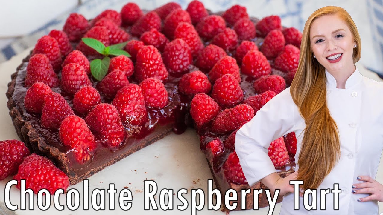Amazing Caramel Chocolate Raspberry Tart - Rich, Chocolate Filling!! With Fresh Raspberries!