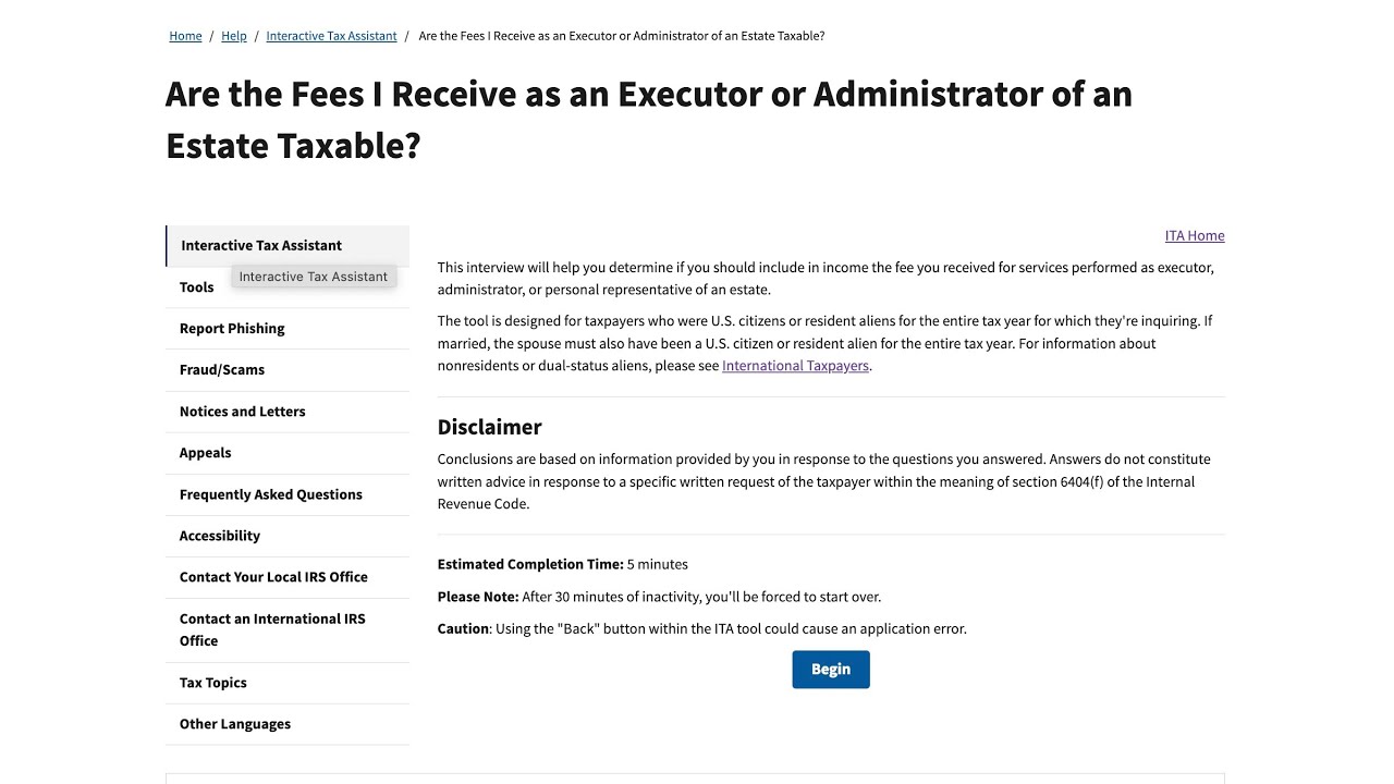 Are fees I receive as an executor or administrator of an estate taxable?