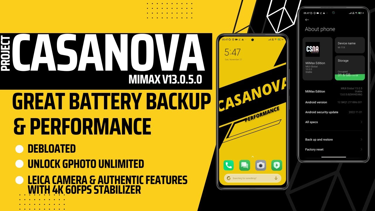 Casanova Project MiMax v13.0.5 Custom rom For MI 11x Poco F3 Redmi K40 🔥