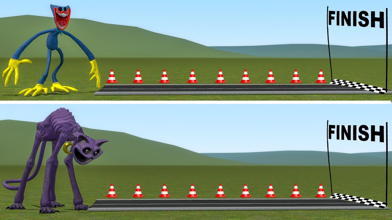 Who is FASTER? NIGHTMARE HUGGY WUGGY VS CATNAP in Garry's Mod!!!