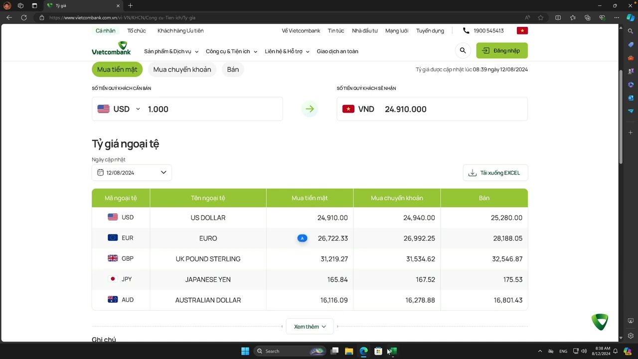 Sử dụng công cụ AI hỗ trợ viết code lấy tỷ giá ngoại tệ VCB