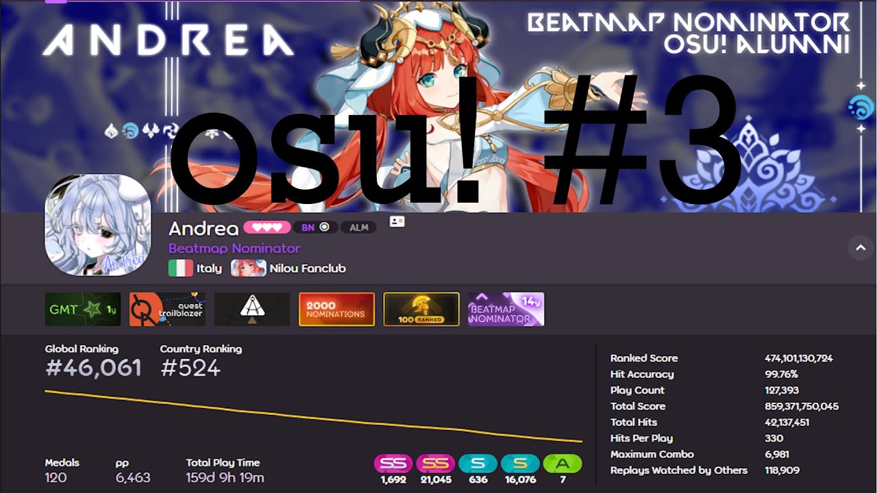 Osu Stream #3: Andrea's Beatmaps Edition