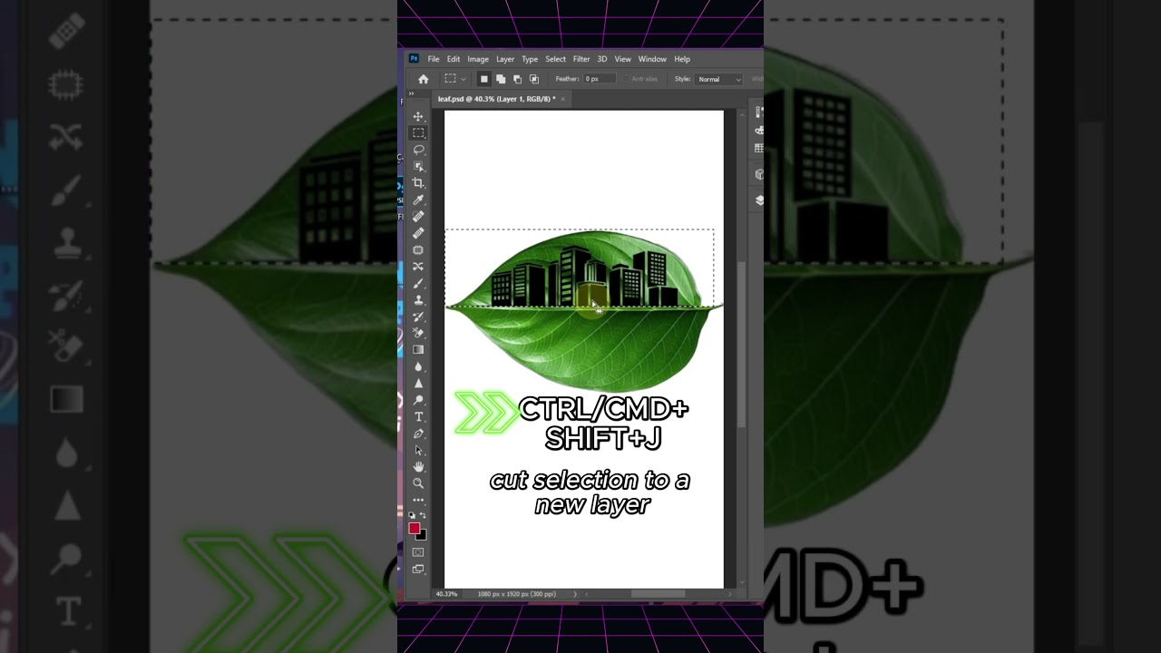 Half-Leaf Cutout  Trick in Photoshop  