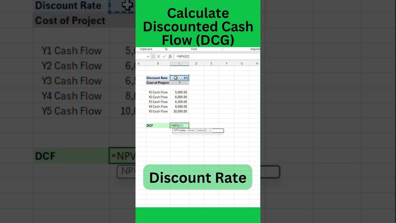 Excel Tip: Discounted Cash Flow DCF  #excel #exceltips #spreadsheet #cashflow #discountedcashflow