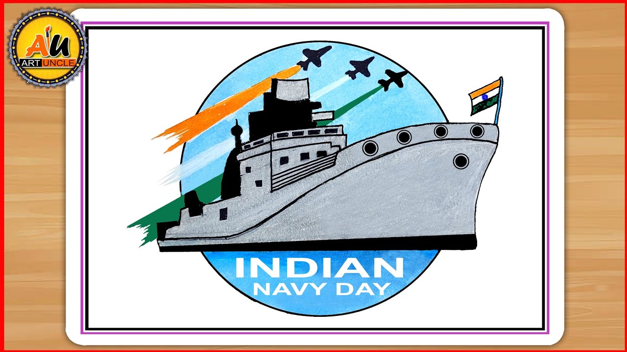 How to Draw a Simple Indian Navy Day Drawing – Easy Step by Step Tutorial