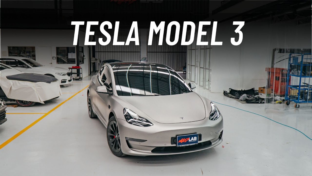 TESLA MODEL 3 ทำ Spray Wrap สี SATIN GREY