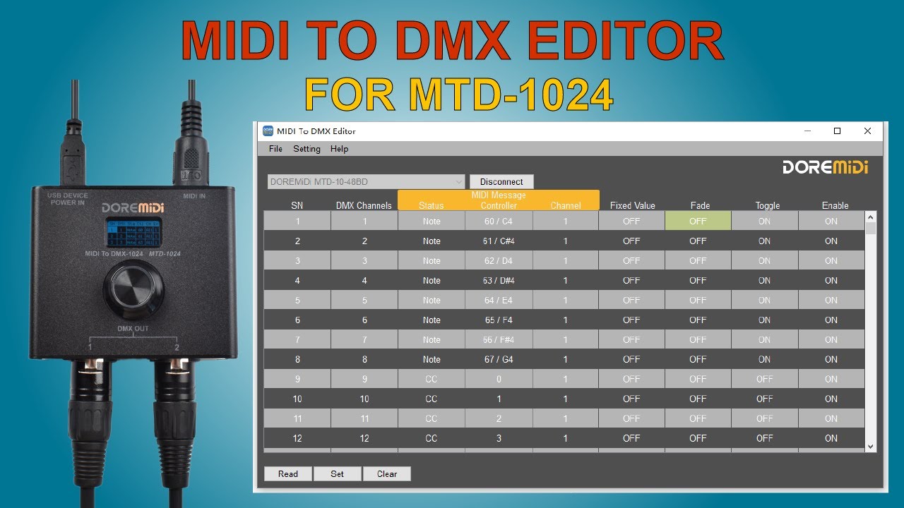 【DOREMiDi】How to use MIDI To DMX Editor