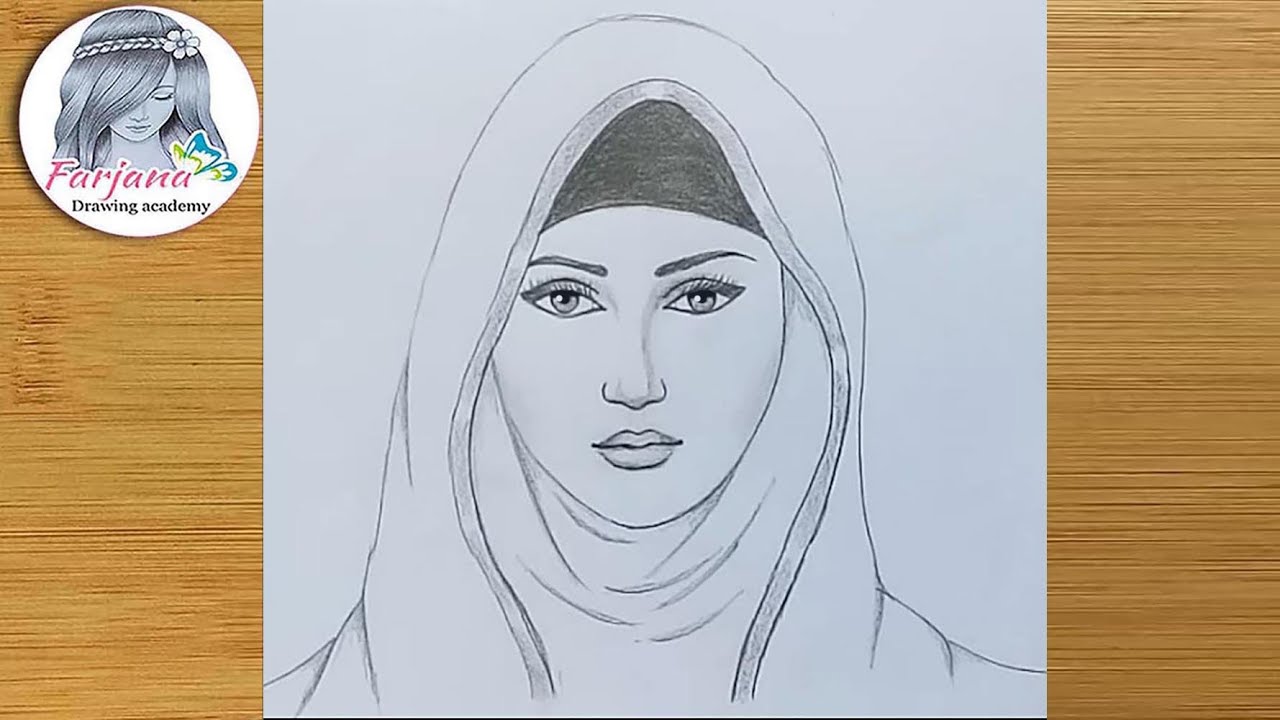 A girl with hijab pencil sketch / How to draw A hijab girl
