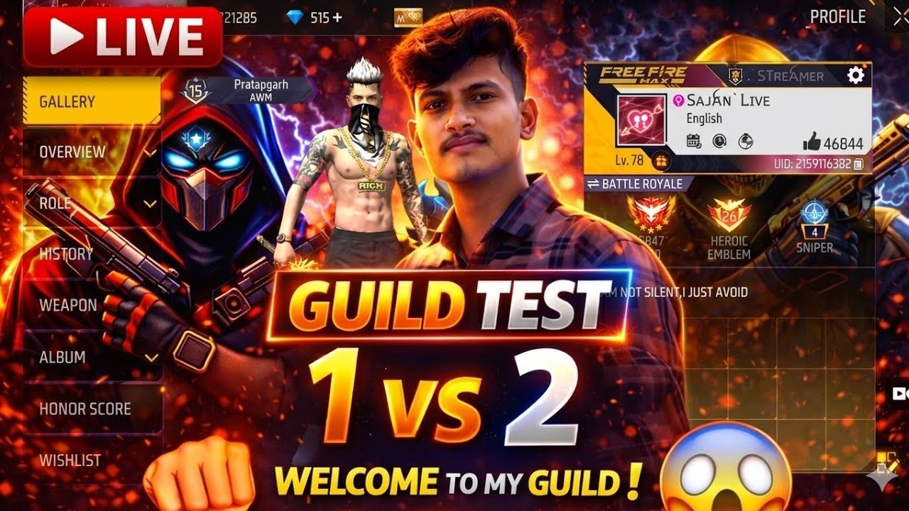 🔴 SAJAN LIVE FF 🔥 CUSTOM ROOM + UID CHECK#freefire #live #sajanliveff#customroom #fflive