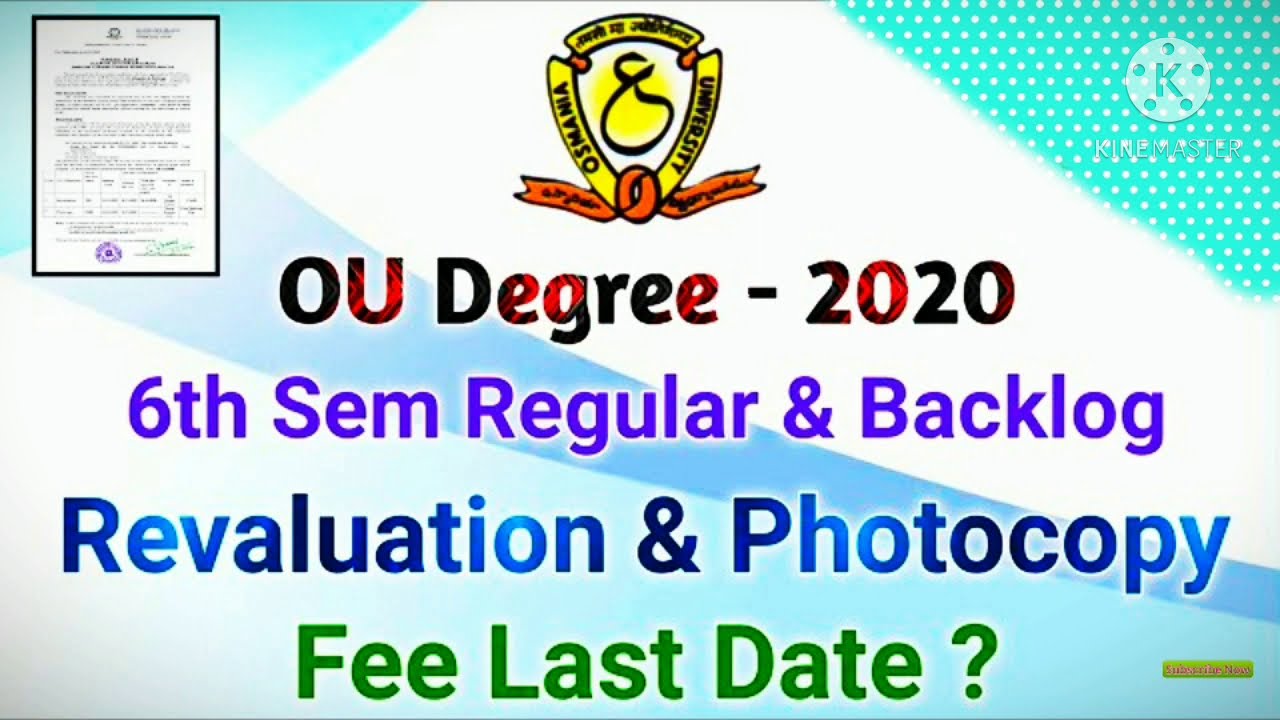 OU ug 6th sem 2020 september REVALUATION..Date