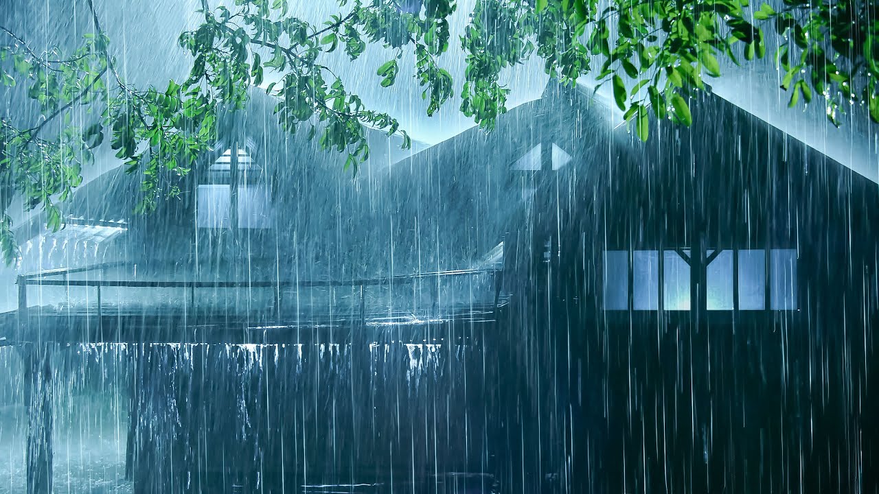 Make YOU Fall Asleep Fast in 3 Minutes with Torrential Rainstorm on Forest House & Heavy Thunder