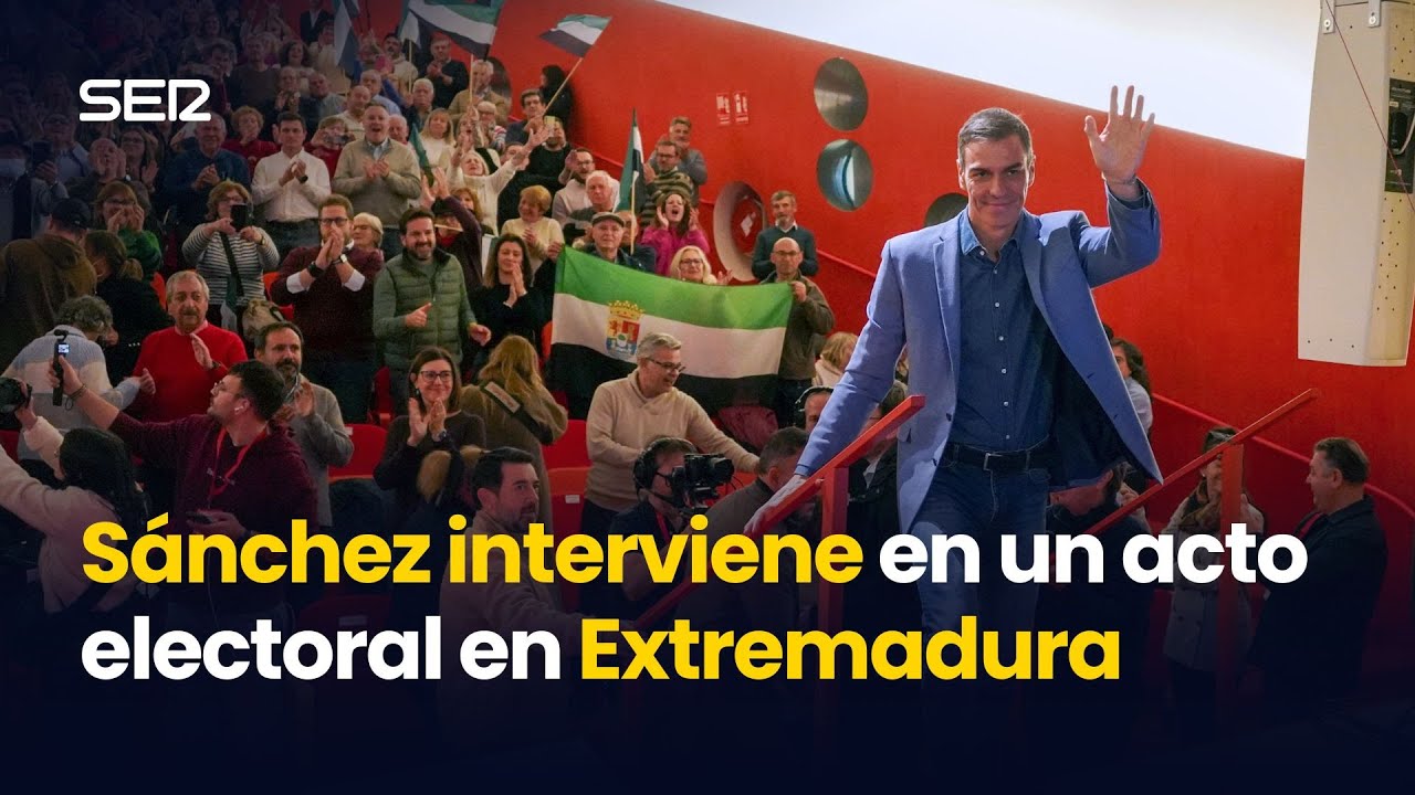 Sánchez interviene en un acto electoral en Extremadura (14/12/2025)