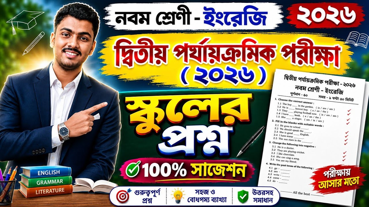 Class 9 English 2nd Unit Test Question Paper 2026 // Class 9 English 2nd Unit Test Suggestion 2026