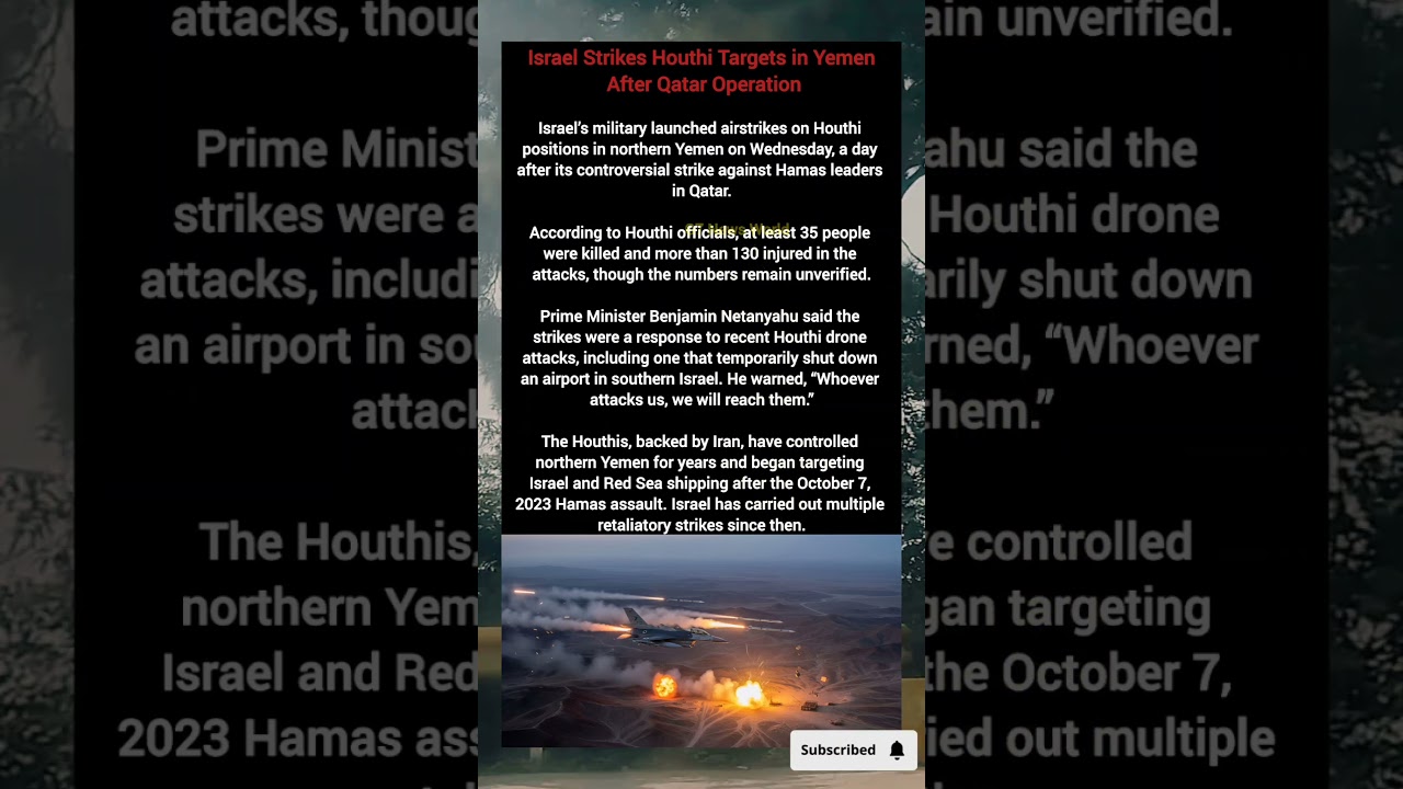 Israel Strikes Houthi Targets in Yemen After Qatar Operation 