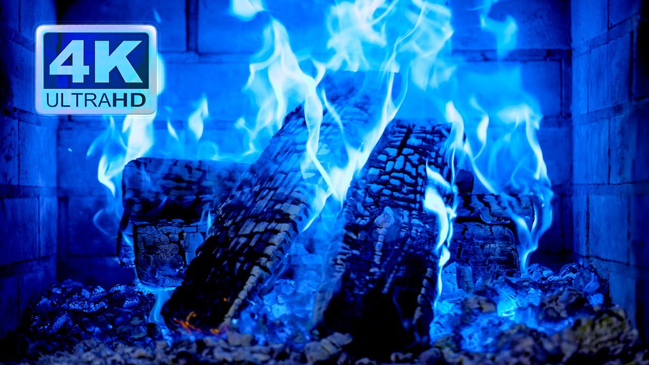 🔥 Magic Fireplace 4K! Beautiful Blue Fireplace Flames. Fireplace Burning 4K ULTRA HD
