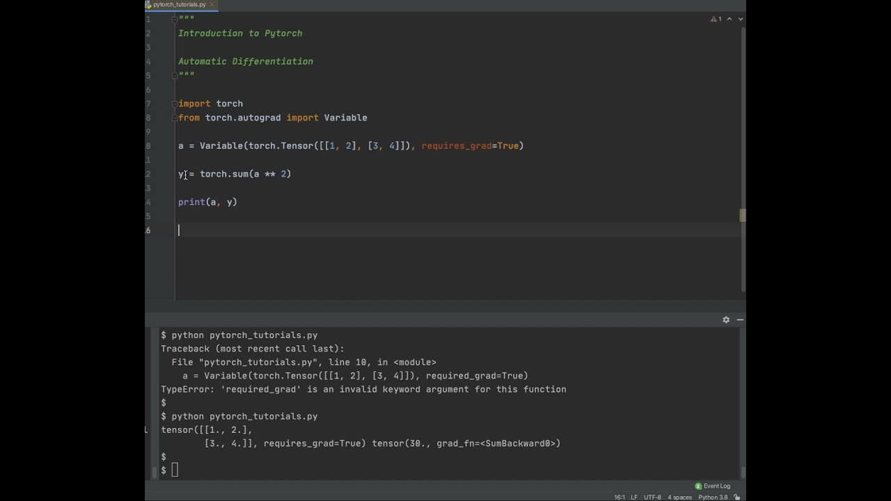 Introduction to Pytorch - Variables in pytorch
