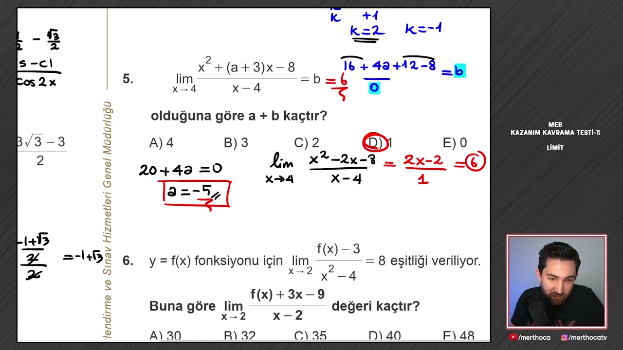 Test-11 (Limit) | 12.SINIF MATEMATİK KAZANIM TESTLERİ