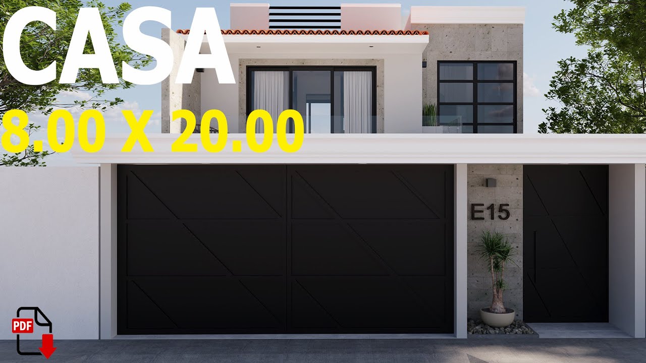 CASA 8 x 20  (SAN LUIS POTOSI) | HOUSE DESING 8 X 20 METERS
