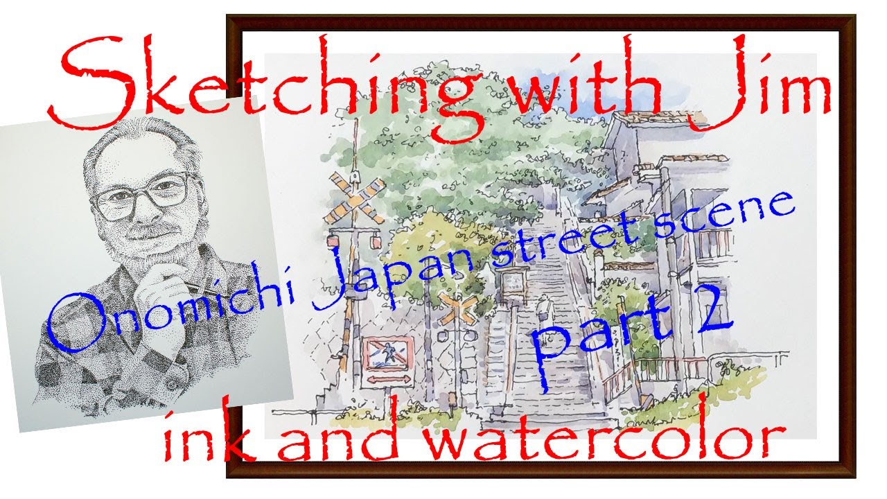 Onomichi Japan street scene ink and watercolor demonstration