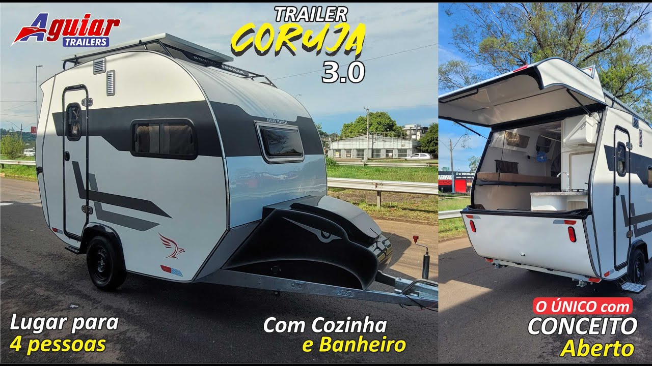 Trailer Coruja 3.0 - Com Lugar para 4 pessoas, Cozinha e Banheiro. O Único com Conceito Aberto