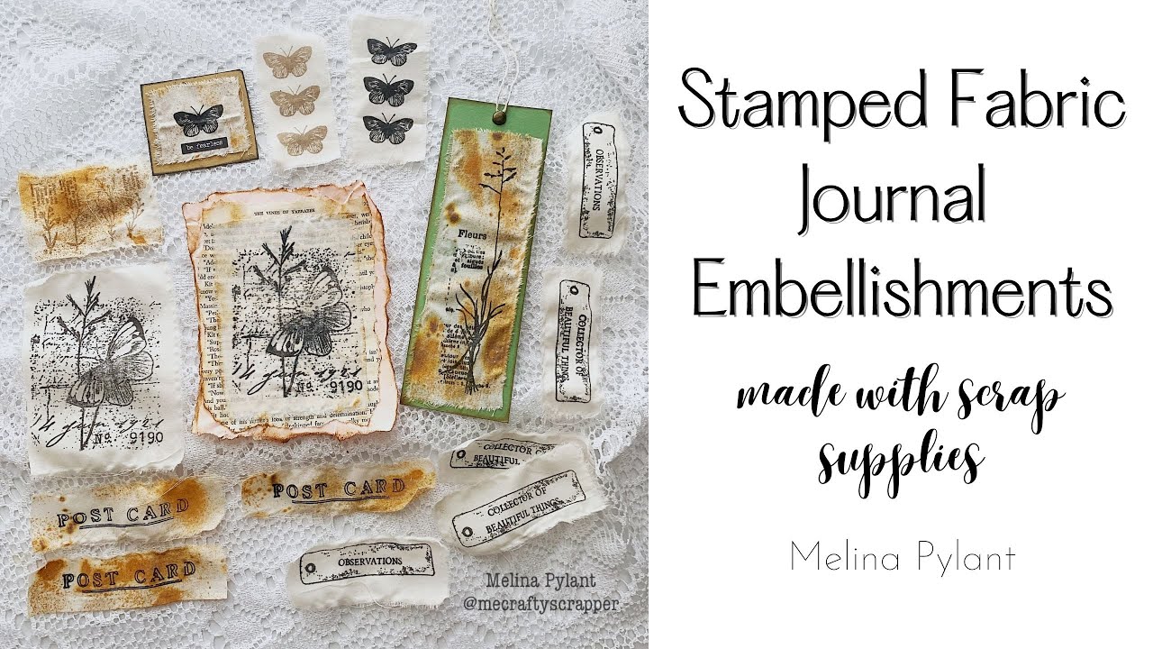 STAMPED FABRIC JOURNAL EMBELLISHMENTS | BEAUTIFUL DIY MADE WITH SCRAP SUPPLIES