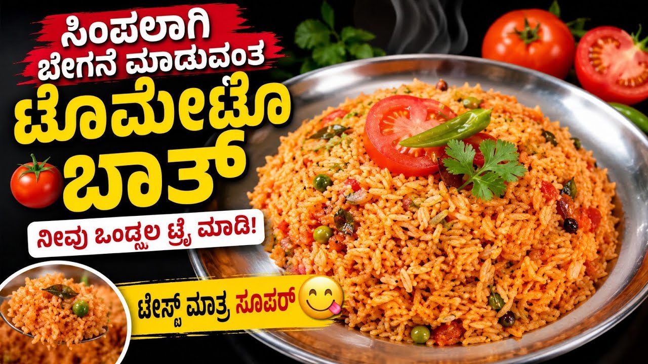 ಟೊಮೆಟೋ ಬಾತ್ ಮಾಡುವ ವಿಧಾನ 