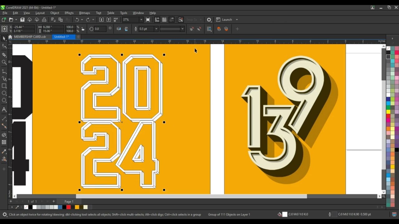 Year 2024 Celebration 3D Text Effect Using Coreldraw - Ahsan Sabri