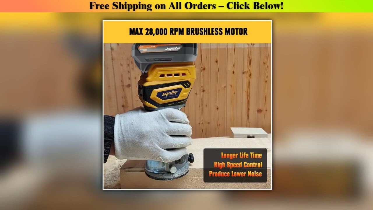 Mellif Cordless Compact Router, Brushless Palm Router Wood Trimmer Tool Compatible with Dewalt 18V