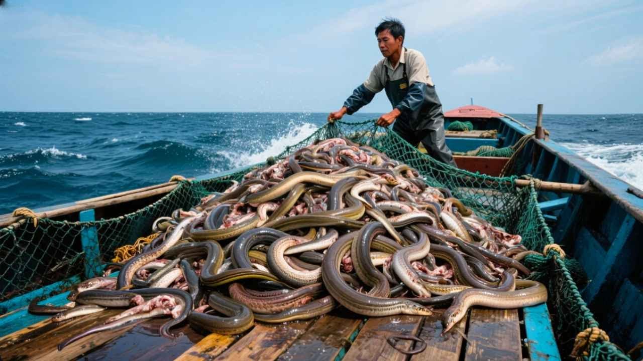 阿杰第一次放排钩居然捅了鳗鱼窝，850枚鱼钩上的鱼装满活鱼仓，轻松日入上万！【岛民阿杰】