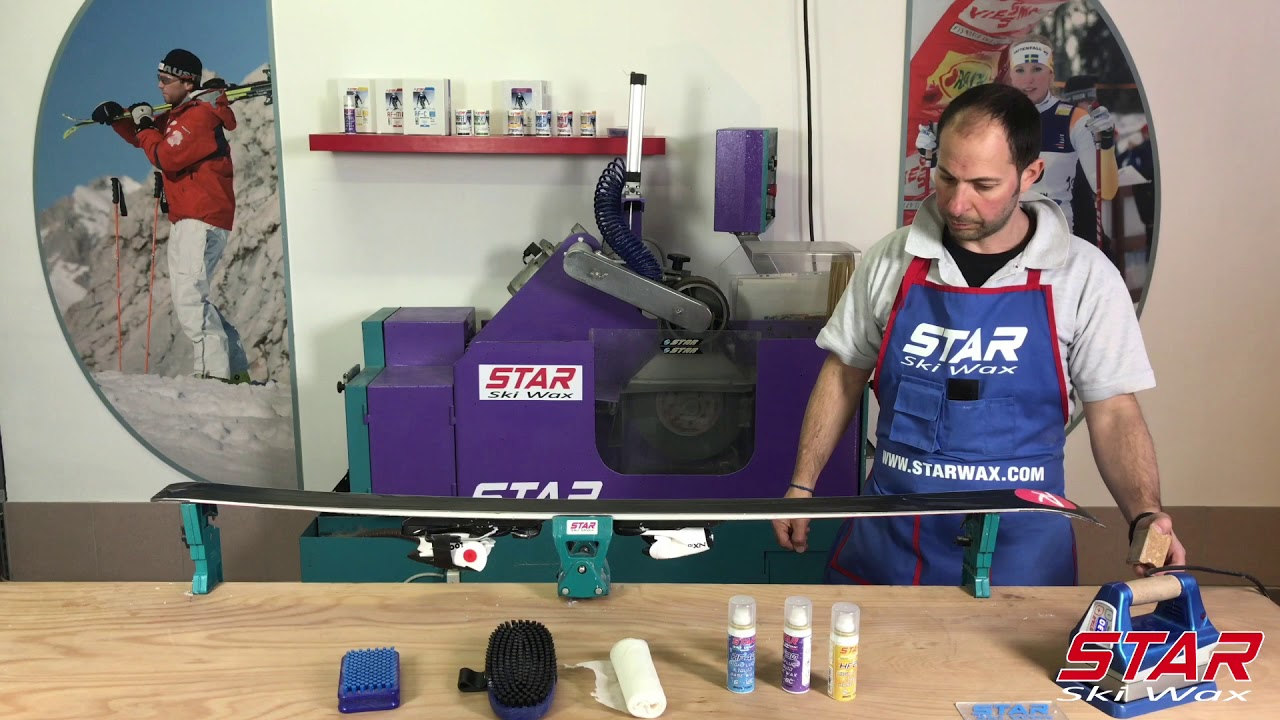 Cold Application of STAR HF liquid wax on Alpine ski