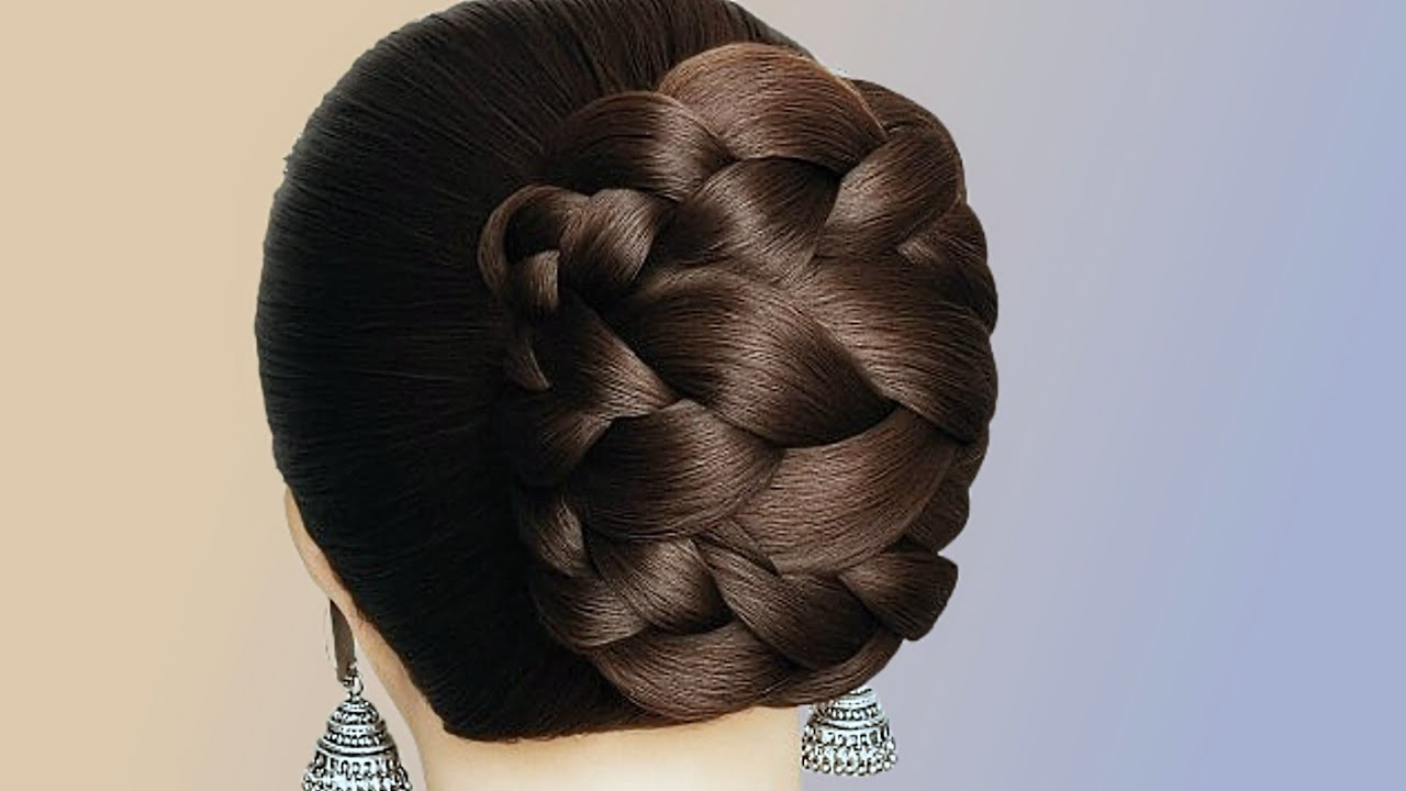 Beautiful & Elegant Hairstyle With लाॅक पिन 🧿 Simple Braid Roll Hairstyle With बनाना पिन F Wedding 