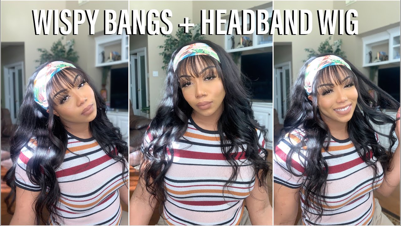 WISPY BANGS + BIG HEAD FRIENDLY HEADBAND WIG REVIEW  Ft. Papaya Hair | Olineece