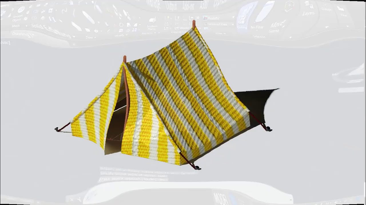 How To AutoCAD Surface Modeling - Tent (Camp) 3D Model - QasimCAD