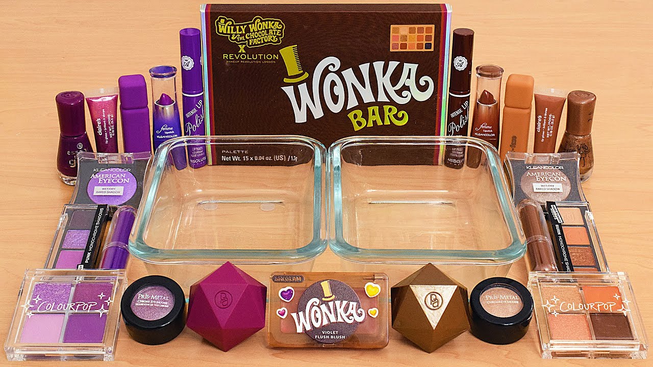 Wonka Movie Slime ASMR - Mixing Makeup Eyeshadow Into Slime ASMR