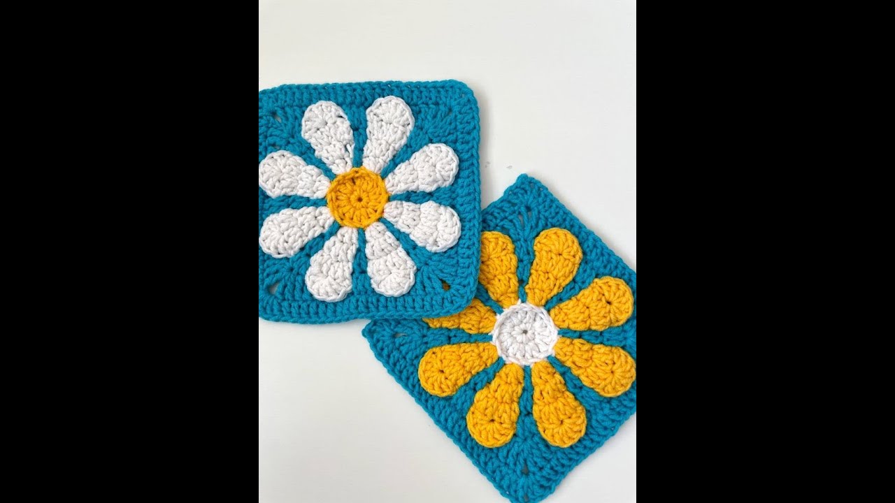 How to Crochet Flower Granny Square Pattern/ RETRO DAISY GRANNY SQUARE/Vintage Daisy Flower Square