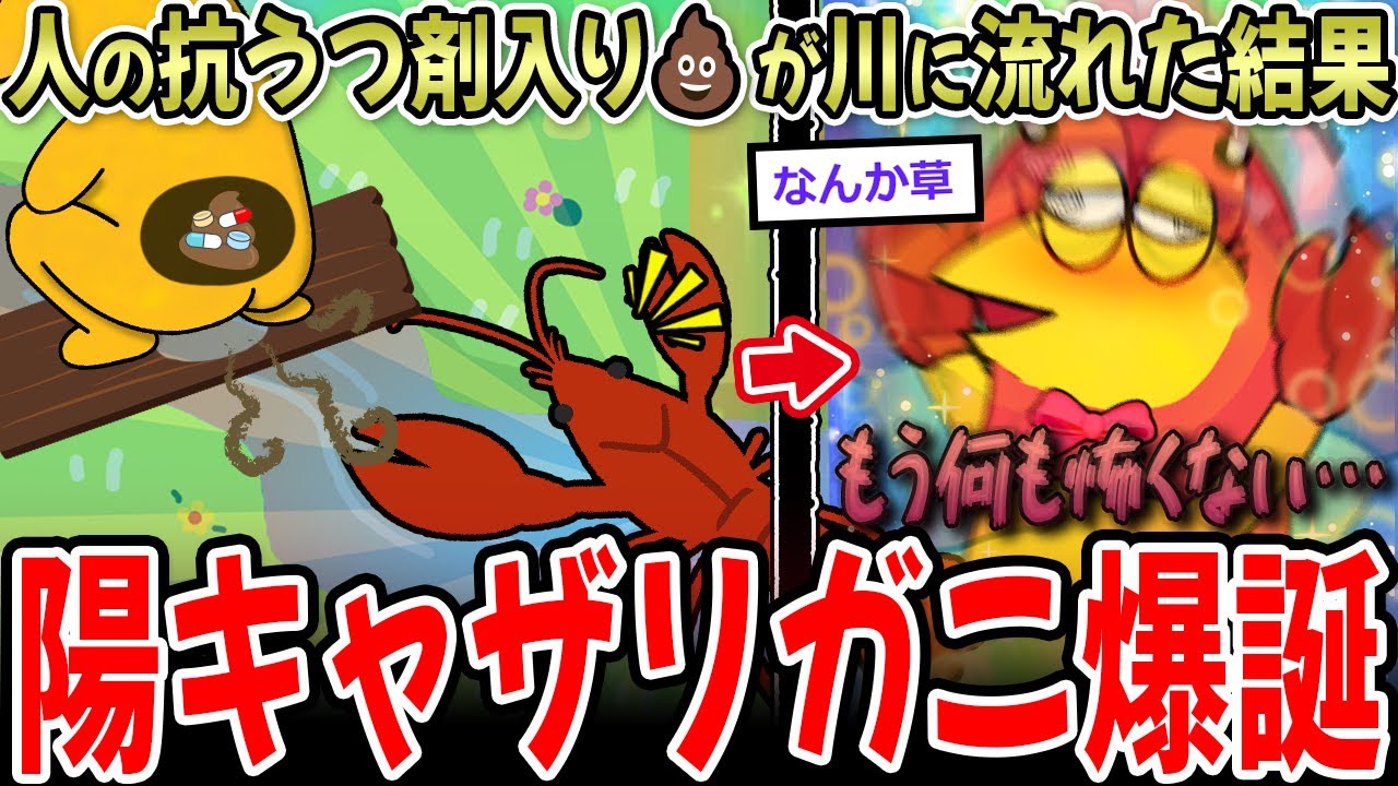 【生態系崩壊】人間の抗うつ剤入り💩が川に流れる→恐れ知らずの陽キャザリガニ爆誕へ【2ch面白いスレ】