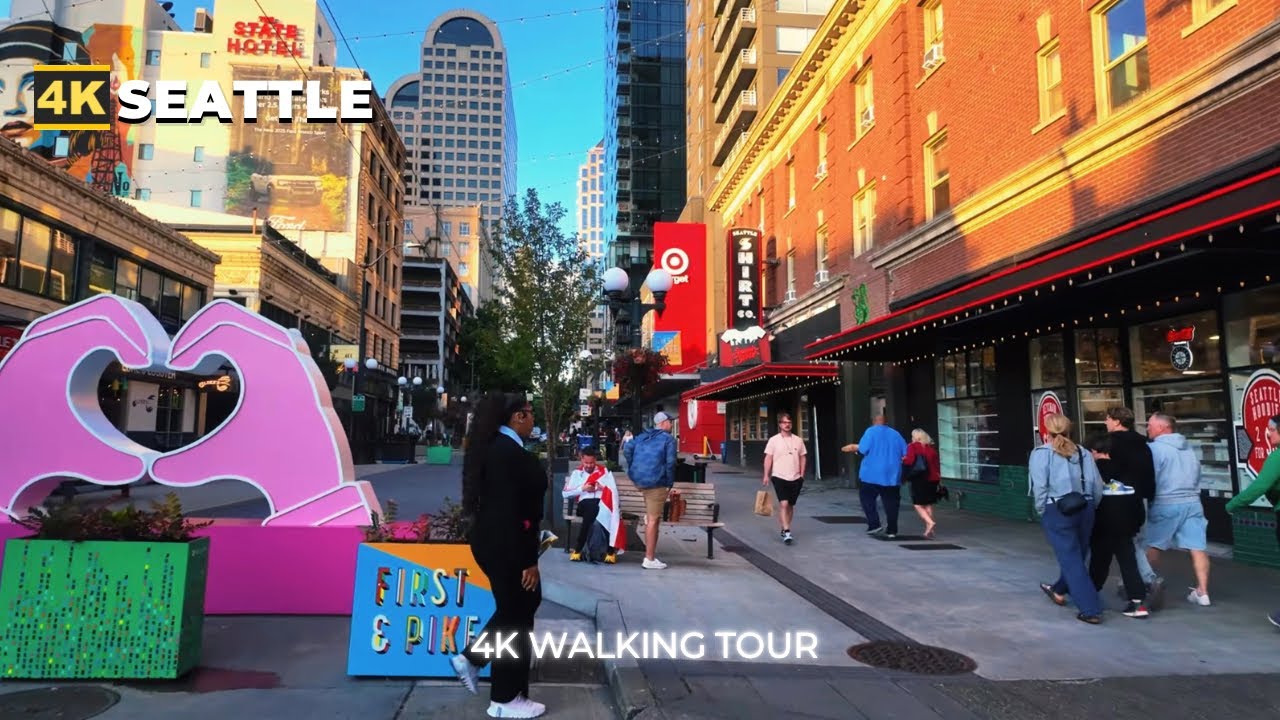 [4k] SEATTLE City Walk : Pine Street