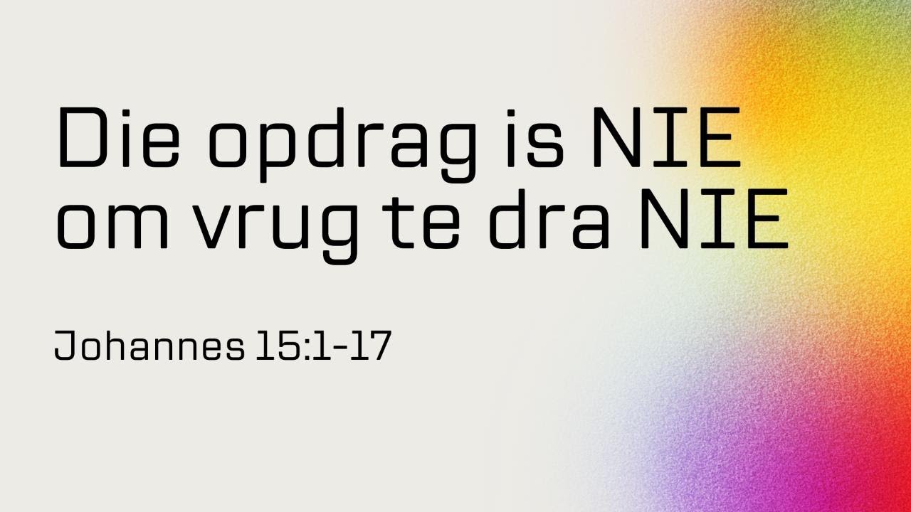 Die opdrag is Nie om vrug te dra Nie - Ps Ruben Kriel (14 Des 2025)