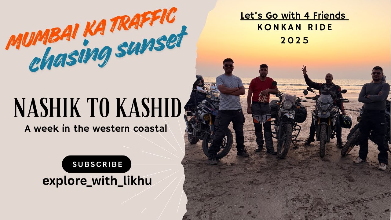 Nashik Misal Pav | Mumbai Traffic & Kashid Beach Sunset | Konkan Ride Vlog with Four Friends #konkan