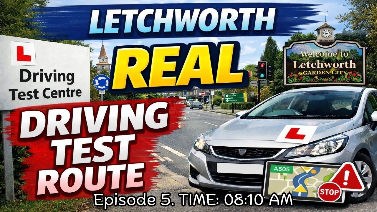 Letchworth Real Driving Test Route | Episode 4 with Commentary | TIME 08:10 AM