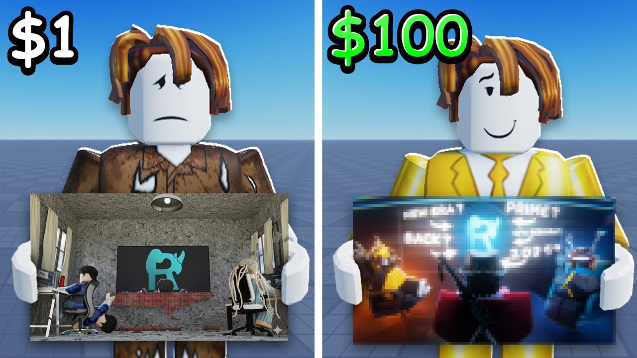 Миниатюры Roblox $1 против $10 против $100