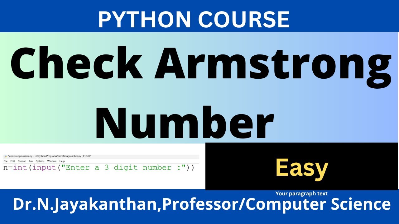 Программа на Python для проверки числа Армстронга || Просто для начинающих