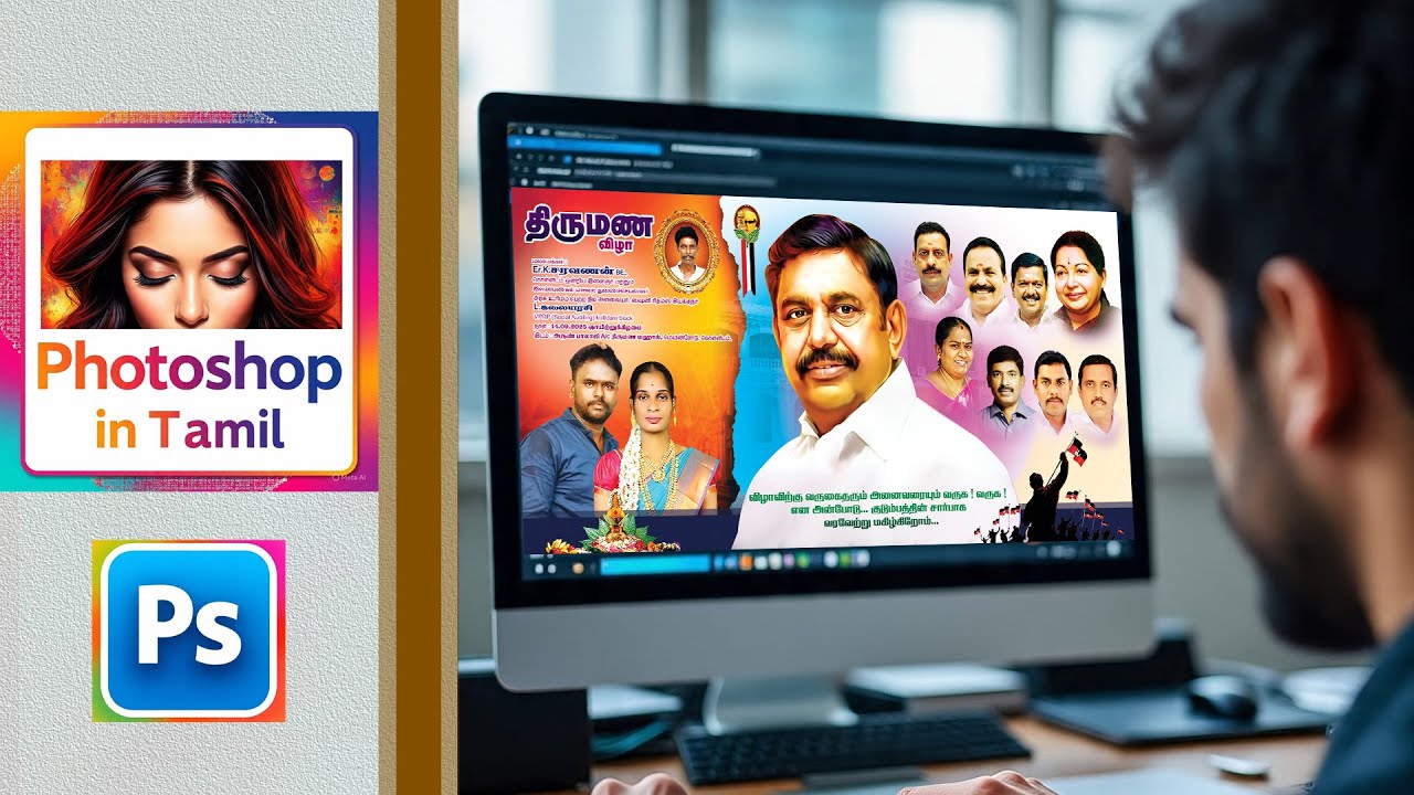 20 x 10 admk banner design photoshop in tamil
