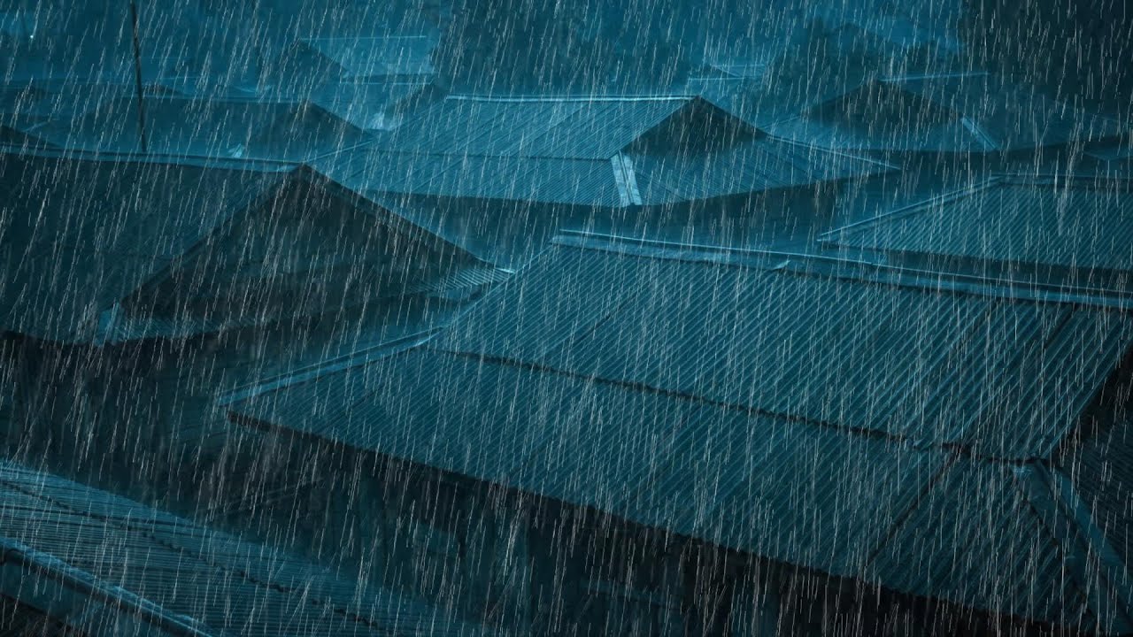 No Ads Rain Sounds for Sleeping - ASMR Relentless Heavy Rain On Tin Roof for Calm Mind