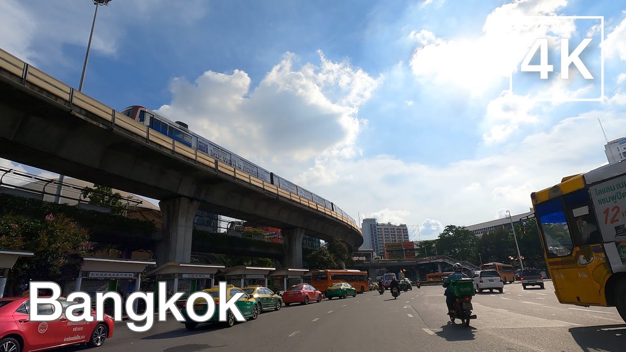 [4K] Bangkok Cycling Tour - Virtual Bike Ride at Central Bangkok City on Sunny Day | Thailand