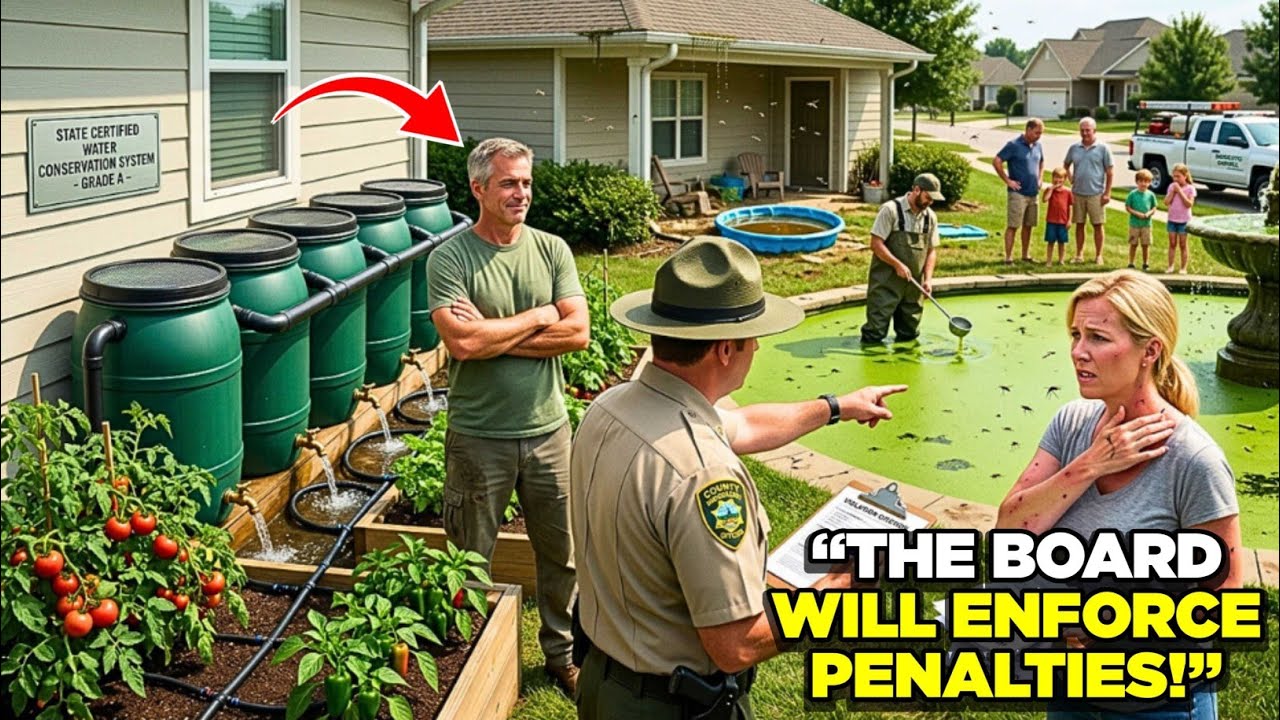 HOA Karen Reported My Rain Barrels as a Mosquito Hazard — She Froze When the Inspector Sided With Me