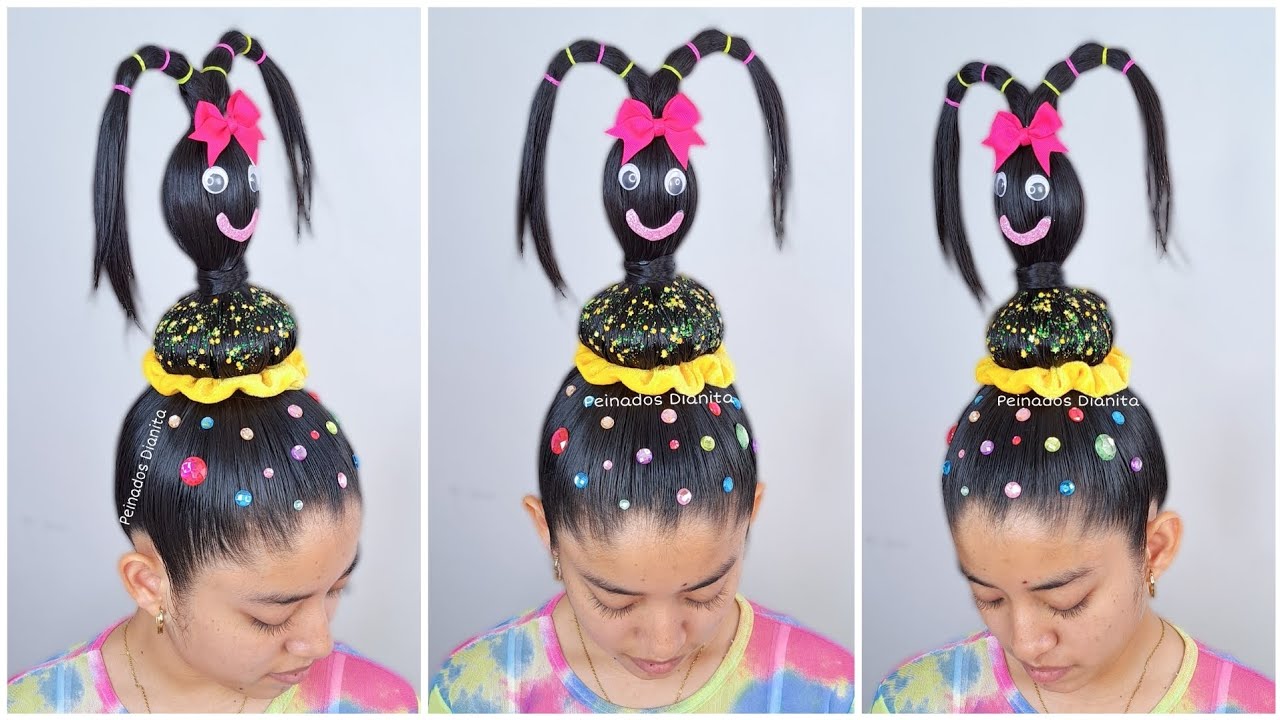 Peinado loco y divertido para niñas 🤪🌈 | easy crazy hairstyle for girls 🤪✨