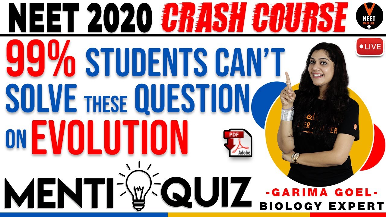 99% Students Can't Solve Questions on Evolution | Crash Course NEET 2020 | NEET Biology |Garima Goel