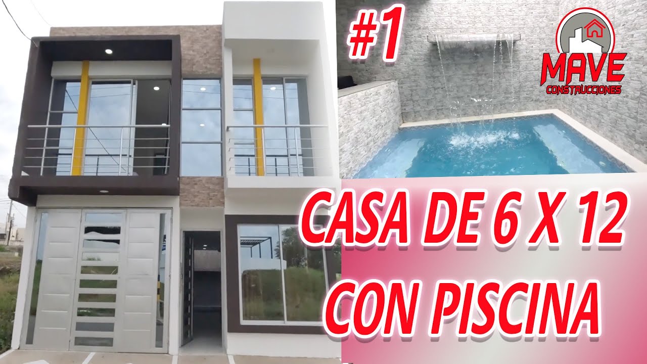 DISEÑO DE CASA DE 6X12 CON PISCINA #1